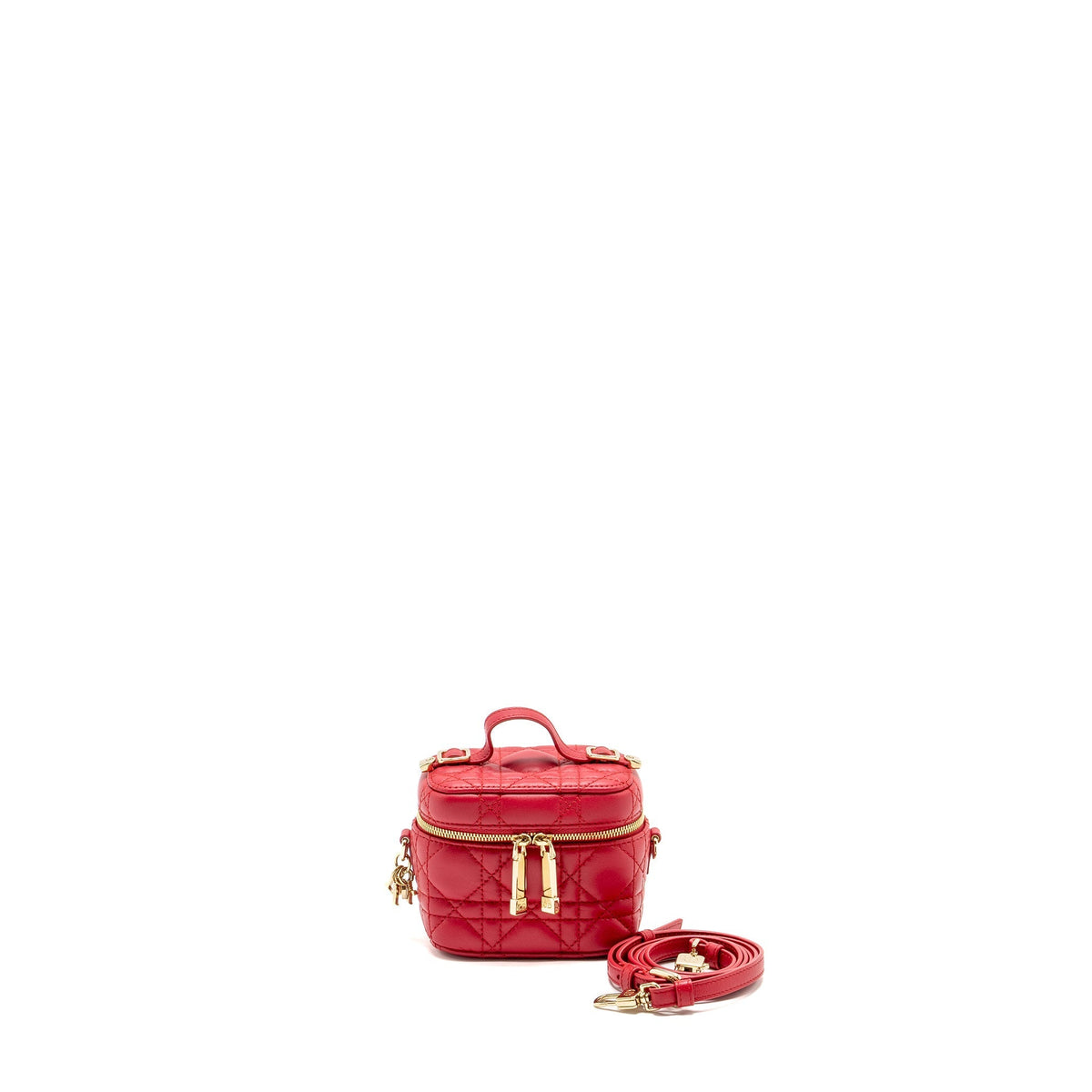 Dior Micro Lady Dior Vanity Case Lambskin Red Rovelle Bags