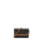 Luxury CELINE wallet on strap triomphe canvas / smooth lambskin tan with