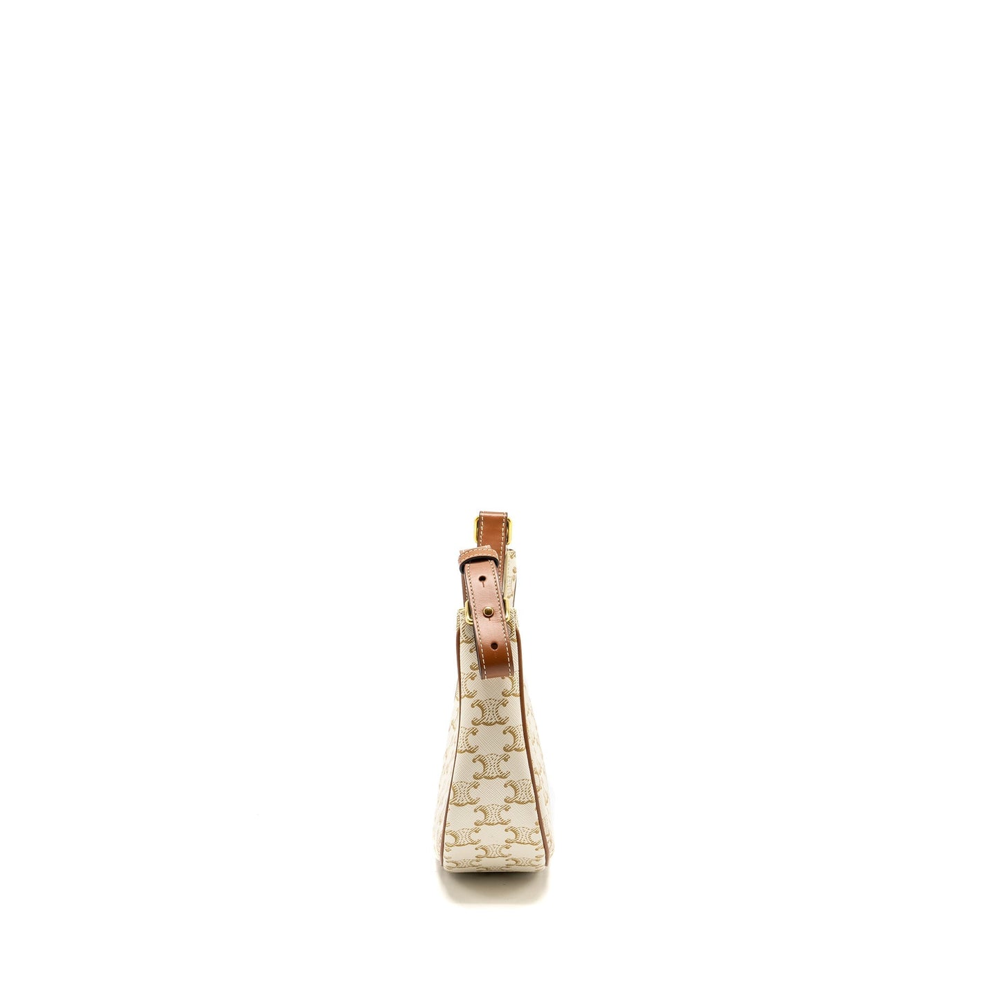 Celine Purse Triomphe Canvas/ Calfskin White / Brown