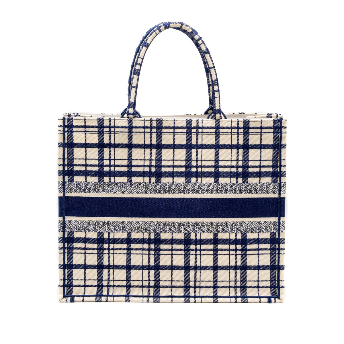 Dior Large Book Tote Linen Blue Canvas Rovelle Bags