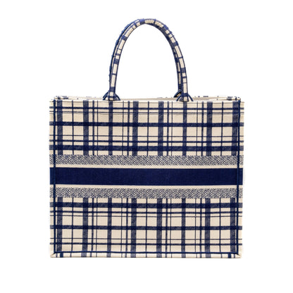 Dior Large Book Tote Linen Blue Canvas Rovelle Bags