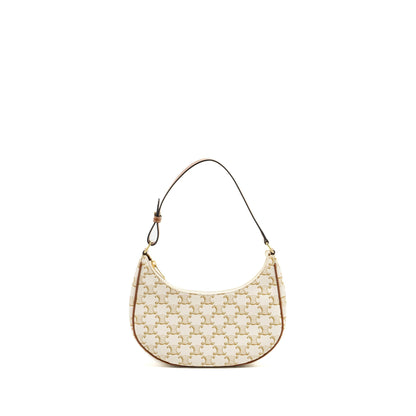 Celine Ava Purse Triomphe Canvas/Calfskin White/Brown