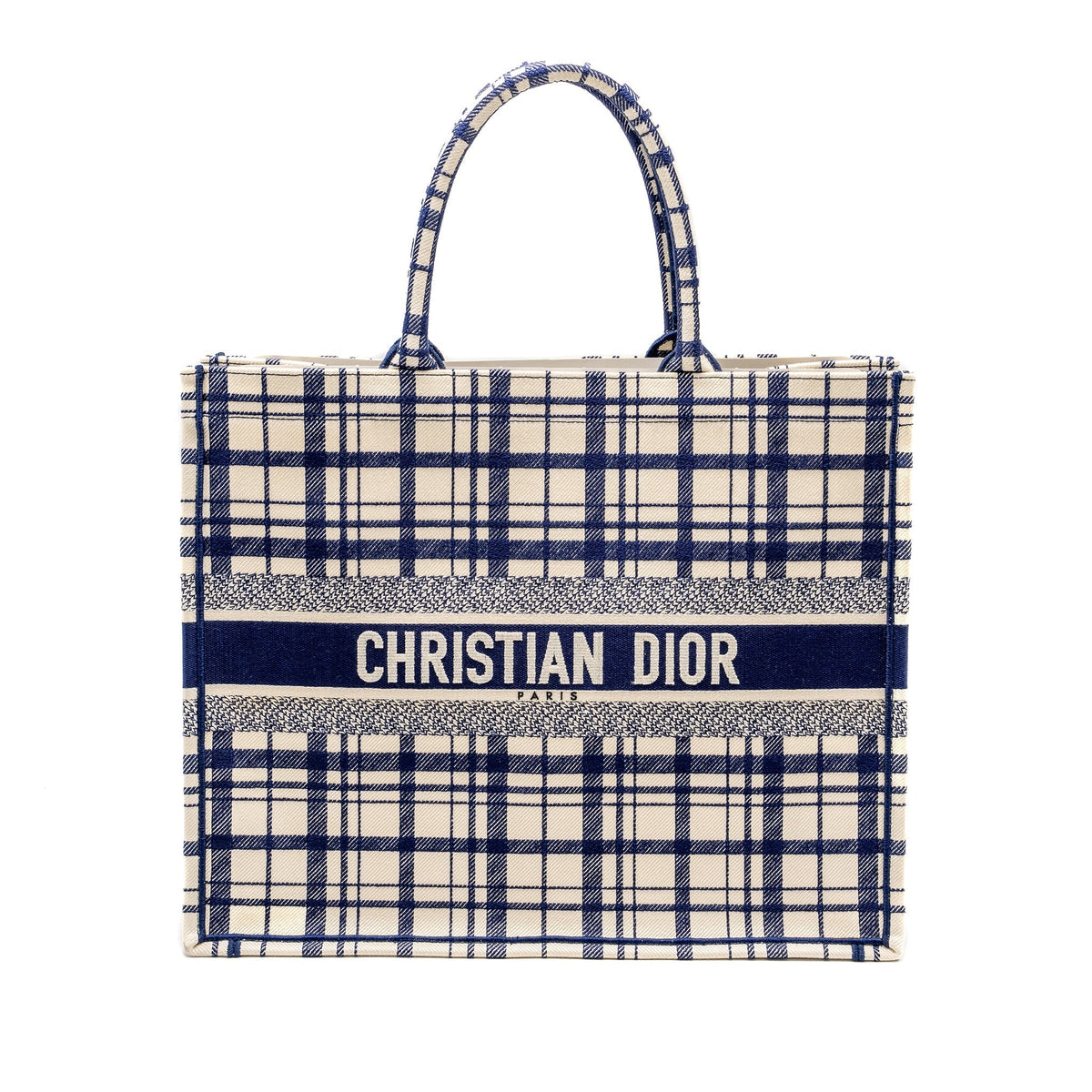 Dior Large Book Tote Linen Blue Canvas Rovelle Bags
