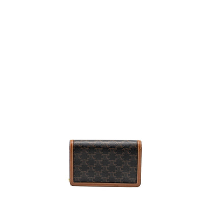 Luxury CELINE Wallet on Chain Margo Triomphe Canvas/Calfskin Tan