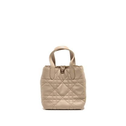 Dior Small Dior Toujours Vertical Tote Purse Macrocannage Calfskin Powder Beige Rovelle Bags