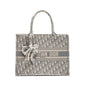 Dior Meidum Book Tote Dior Oblique Embroidery Canvas Ecru/Grey Rovelle Bags