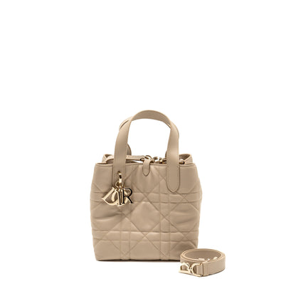 Dior Small Dior Toujours Vertical Tote Purse Macrocannage Calfskin Powder Beige Rovelle Bags