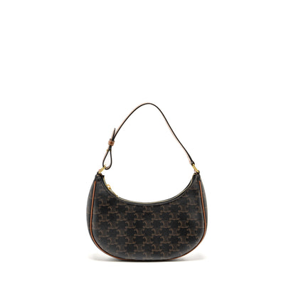 CELINE Purse Triomphe Canvas / Calfskin Brown
