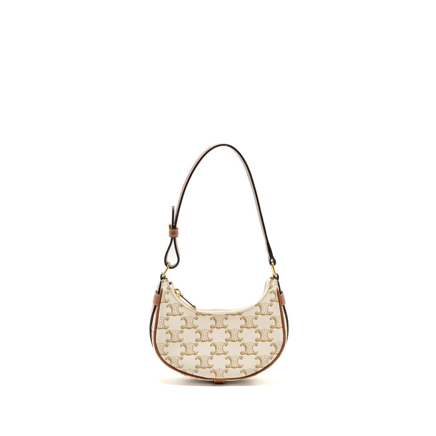 Celine Mini Ava Purse Triomphe Canvas/Calfskin White/brown