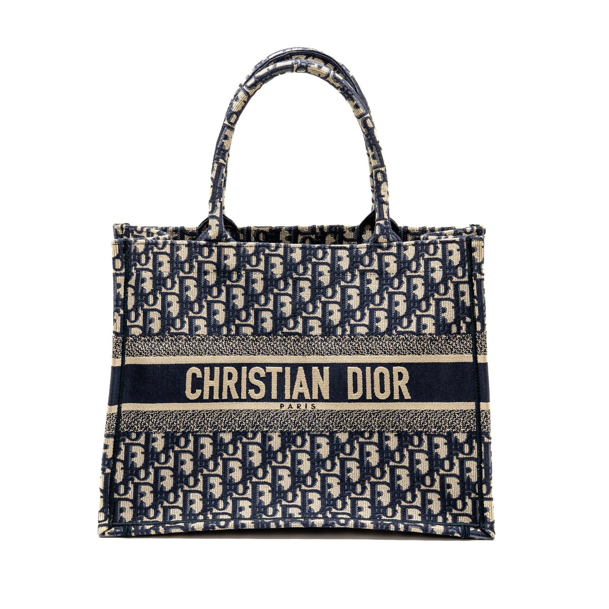 Dior Medium Dior Book Tote Dior Oblique Embroidery Ecru/Blue Rovelle Bags