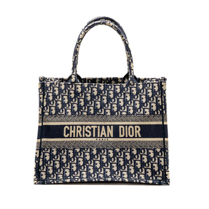 Dior Medium Dior Book Tote Dior Oblique Embroidery Ecru/Blue Rovelle Bags