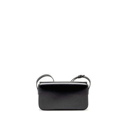 Luxury CELINE Triomphe Shoulder Bag Calfskin Black GHW