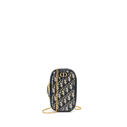 Dior 30 Montaigne Phone Pouch Oblique Jacquard Canvas Navy Rovelle Bags