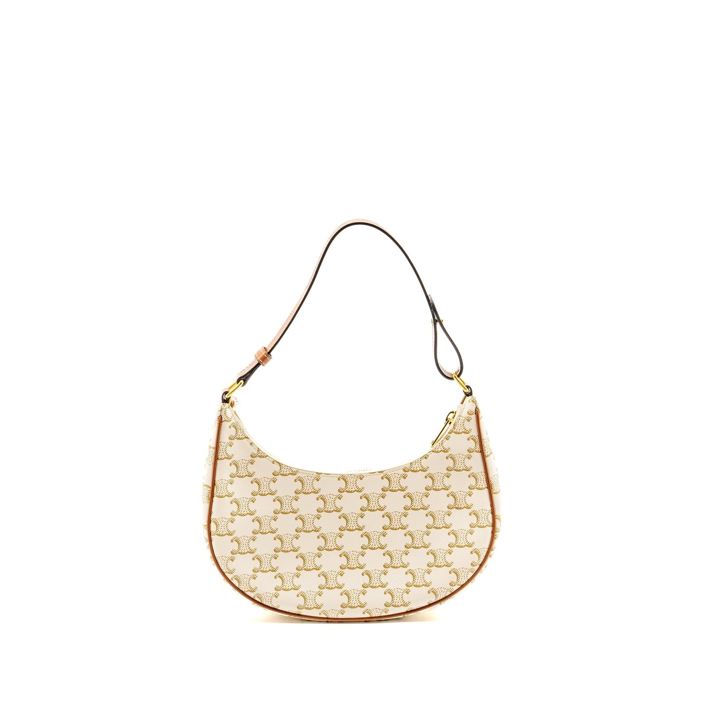 Celine Medium Ava Purse Triomphe Canvas/Calfskin White/Brown