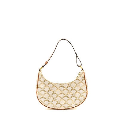 Celine Medium Ava Purse Triomphe Canvas/Calfskin White/Brown