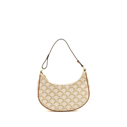 Celine Medium Ava Purse Triomphe Canvas/Calfskin White/Brown
