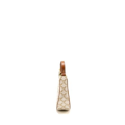Celine Medium Ava Purse Triomphe Canvas/Calfskin White/Brown
