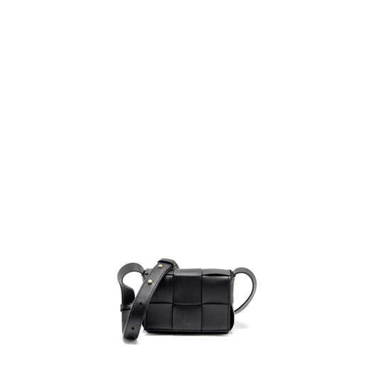 Bottega Veneta Intreccio Cassette Mini Purse Lambskin Black