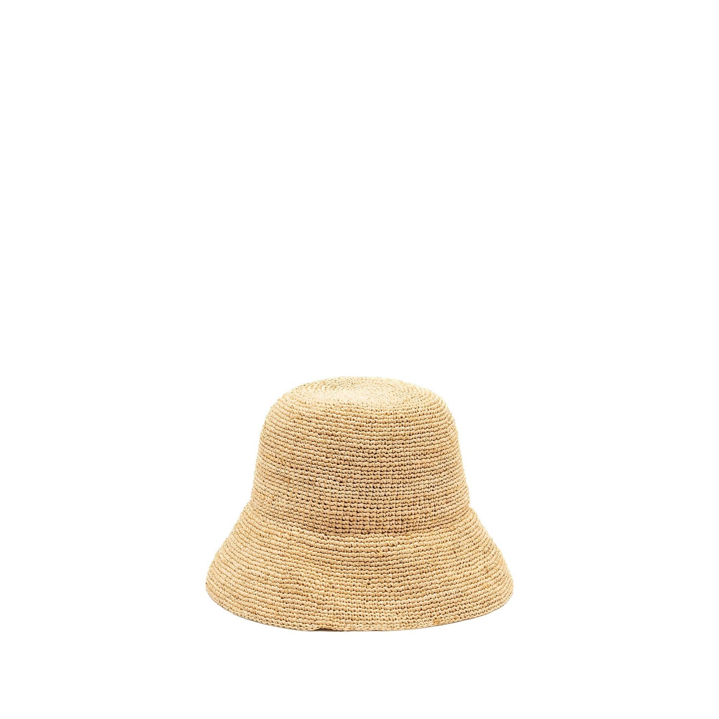 CELINE Size S Triomphe Bucket Hat In Raffia Natural/Black