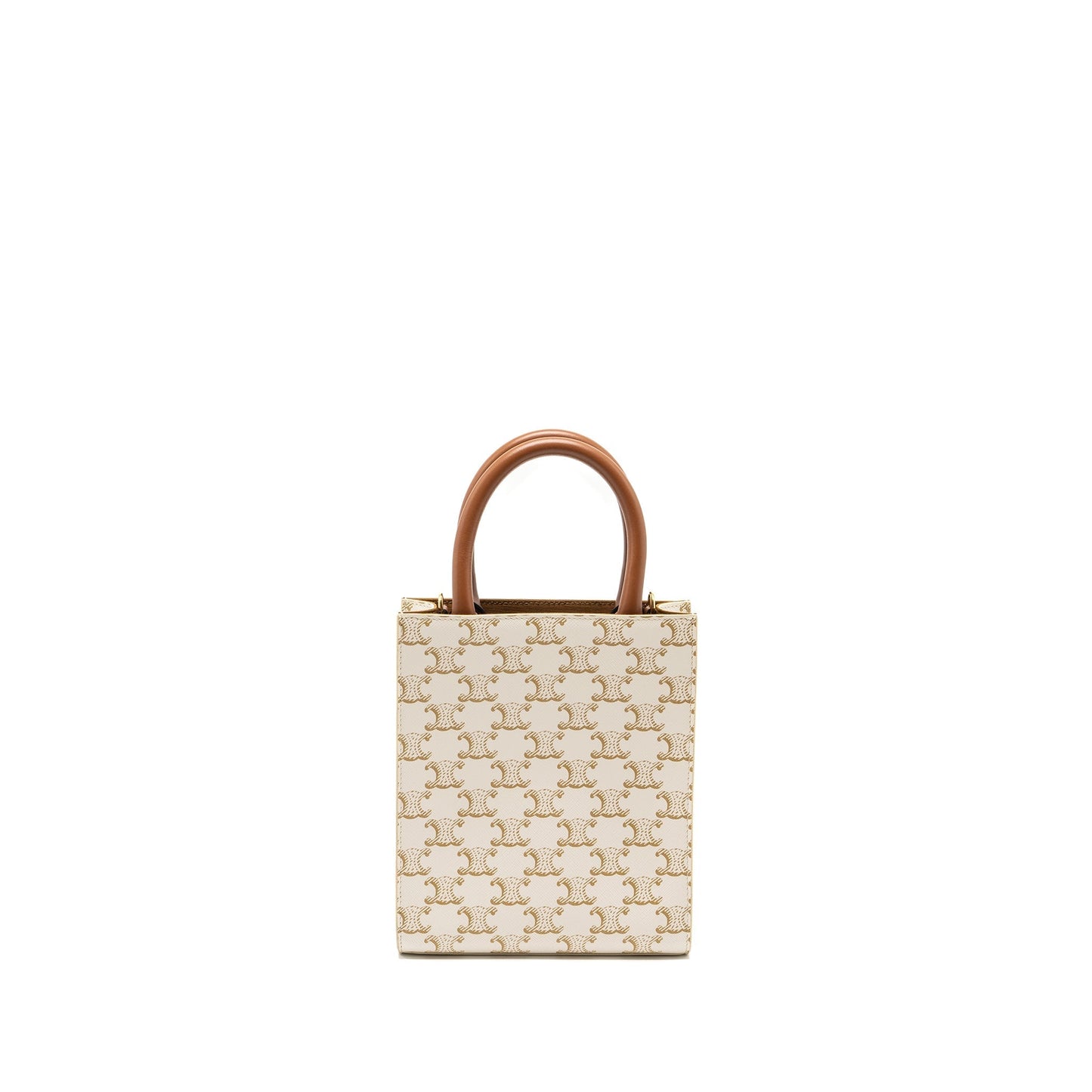 Celine Mini Vertical Cabas in Triomphe Canvas/Calfskin White