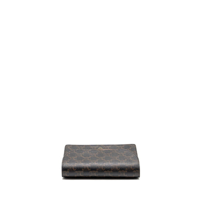 Celine Wallet On Strap Triomphe Canvas / Smooth Lambskin Tan