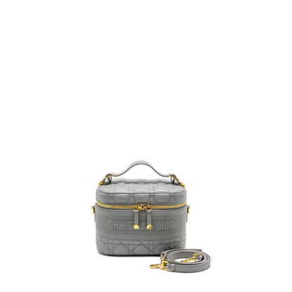 Dior Small Diortravel Vanity Case Cannage Lambskin Grey Rovelle Bags