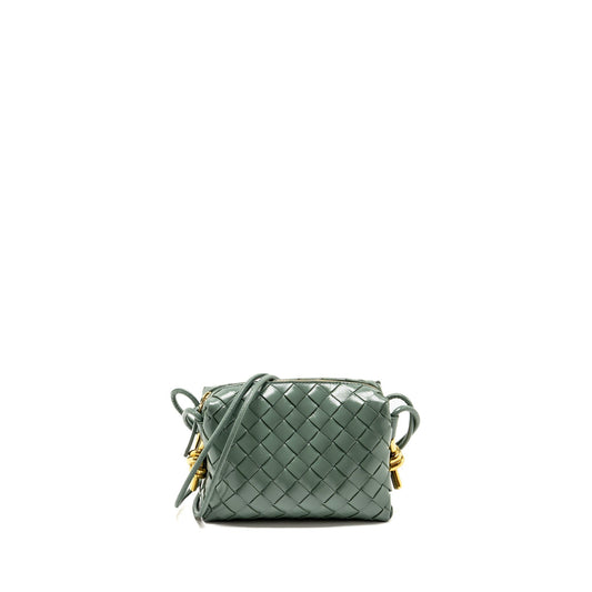 Bottega Veneta Mini Loop Purse Metal Knots Calfskin Green