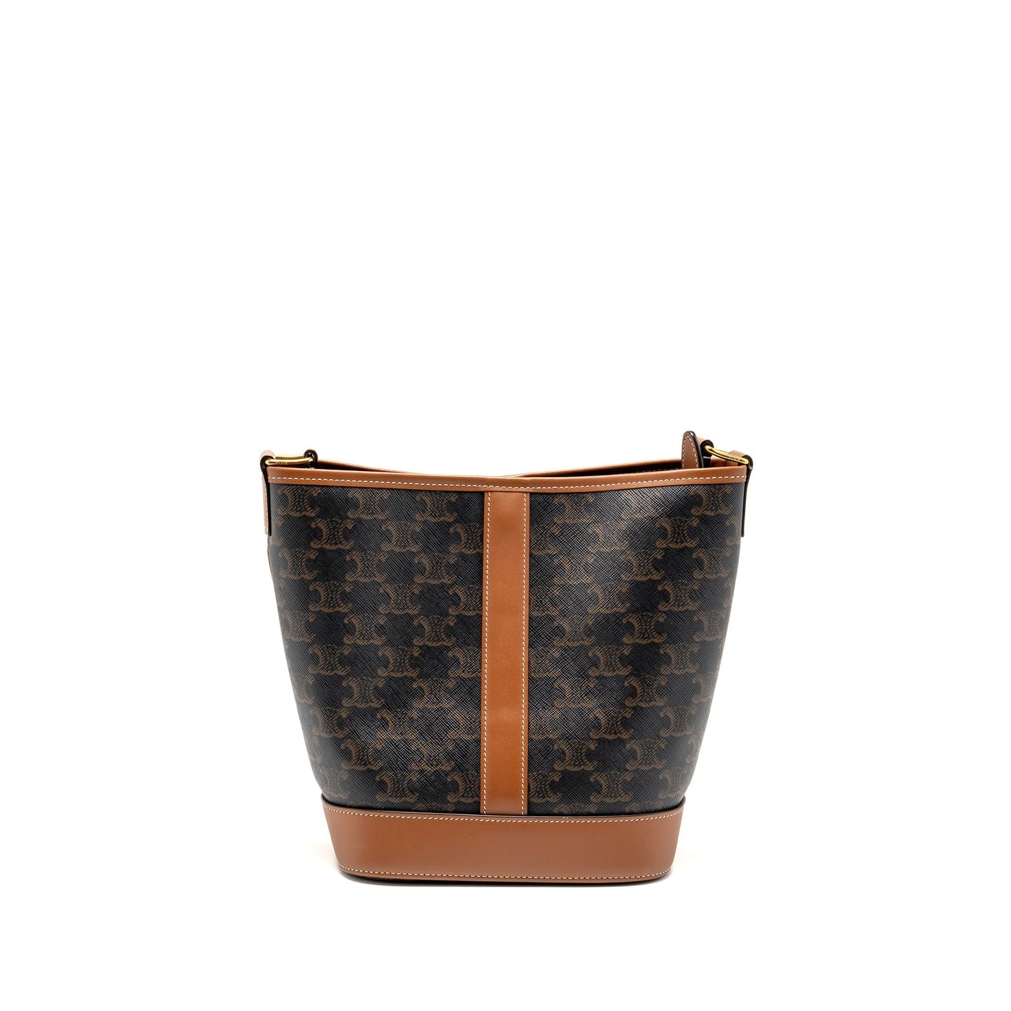 Celine small bucket Purse triomphe canvas / calfskin tan