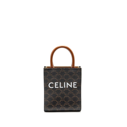Luxury CELINE Mini Vertical Cabas Triomphe Canvas GHW