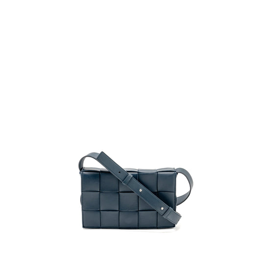Bottega Veneta Small Cassette Purse Lambskin Dark Blue