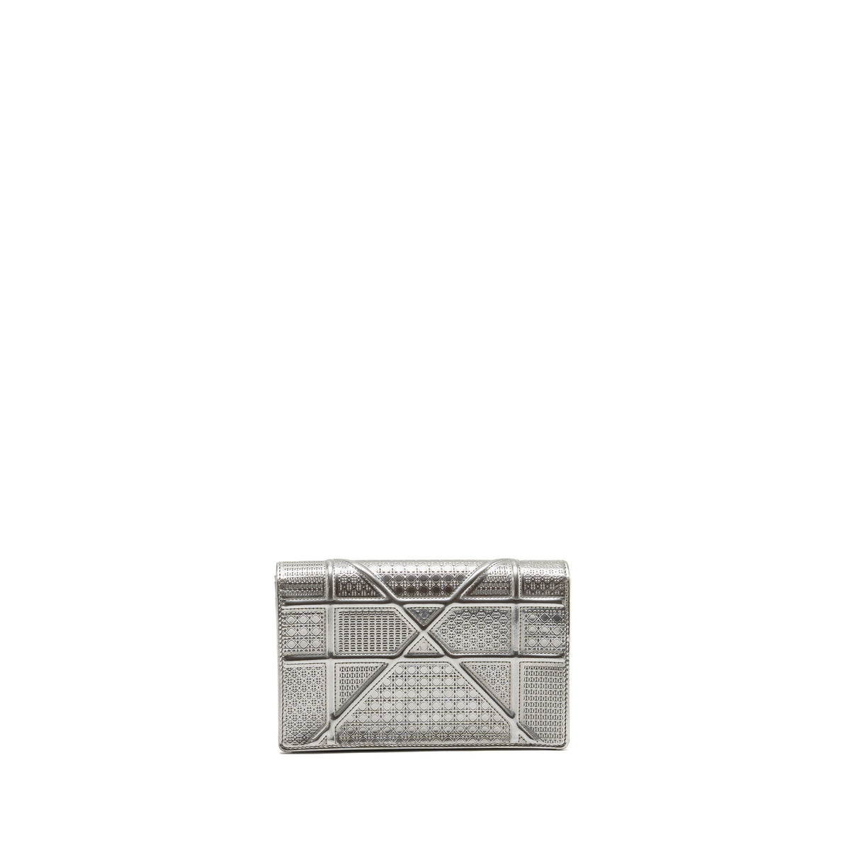 Dior Diorama Wallet on Chain Metallic Patent Silver Rovelle Bags
