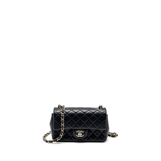 Chanel Mini Rectangular Flap Bag Lambskin Black LGHW Rovelle Bags