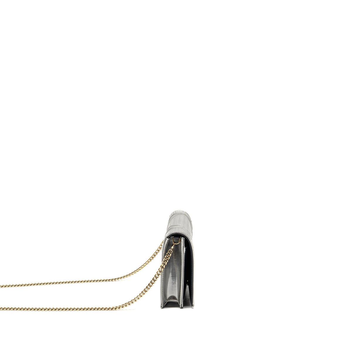Dior Diorama Wallet on Chain Metallic Patent Silver Rovelle Bags