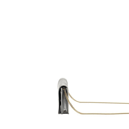Dior Diorama Wallet on Chain Metallic Patent Silver Rovelle Bags