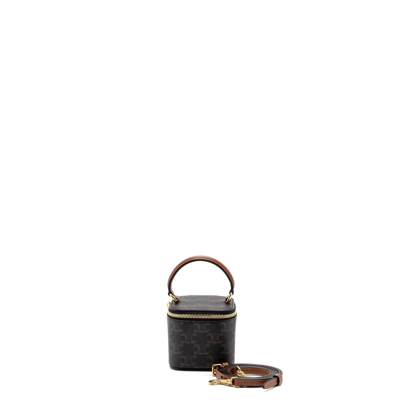 Celine Mini Vanity Case Triomphe Canvas/Calfskin Tan