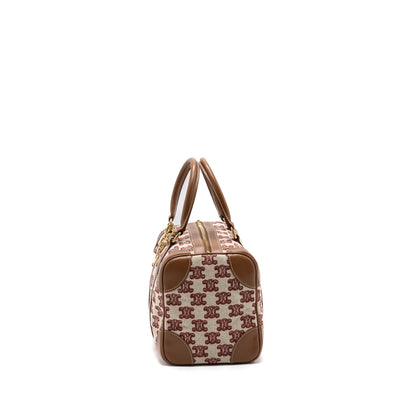Celine Small Boston Textile Triomphe Fox Red