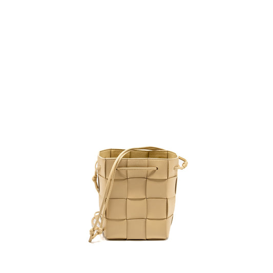 Bottega Veneta Small Cassette Bucket Purse Lambskin Beige