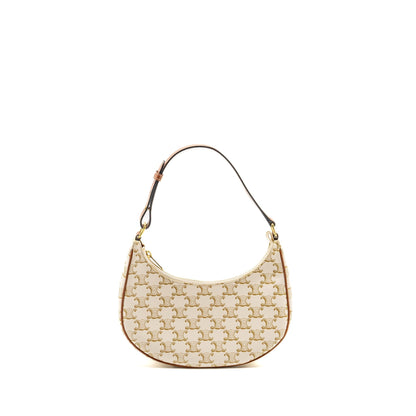 Celine Meduim Ava Purse Triomphe Canvas/Calfskin White/Brown