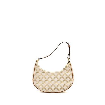 Celine Meduim Ava Purse Triomphe Canvas/Calfskin White/Brown