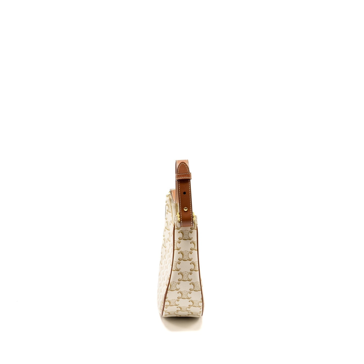 Celine Meduim Ava Purse Triomphe Canvas/Calfskin White/Brown