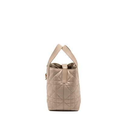 Dior Small Toujours Tote Purse Macrocannage Calfskin Powder Beige Rovelle Bags