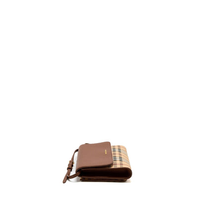 Burberry Flap Messenger Calfskin Brown Crossbody Bag
