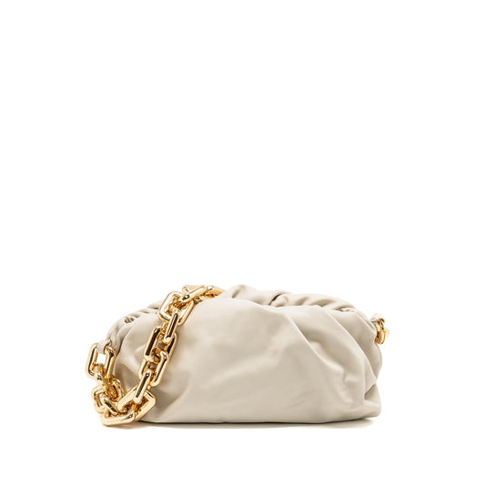 Bottega Veneta Chain Pouch Purse Calfskin White