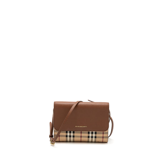 Burberry Flap Messenger Calfskin Brown Crossbody Bag