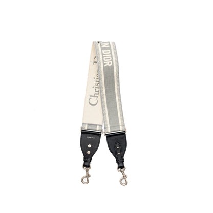 Dior Wide Shoulder Strap Canvas Embroidered Grey Rovelle Bags