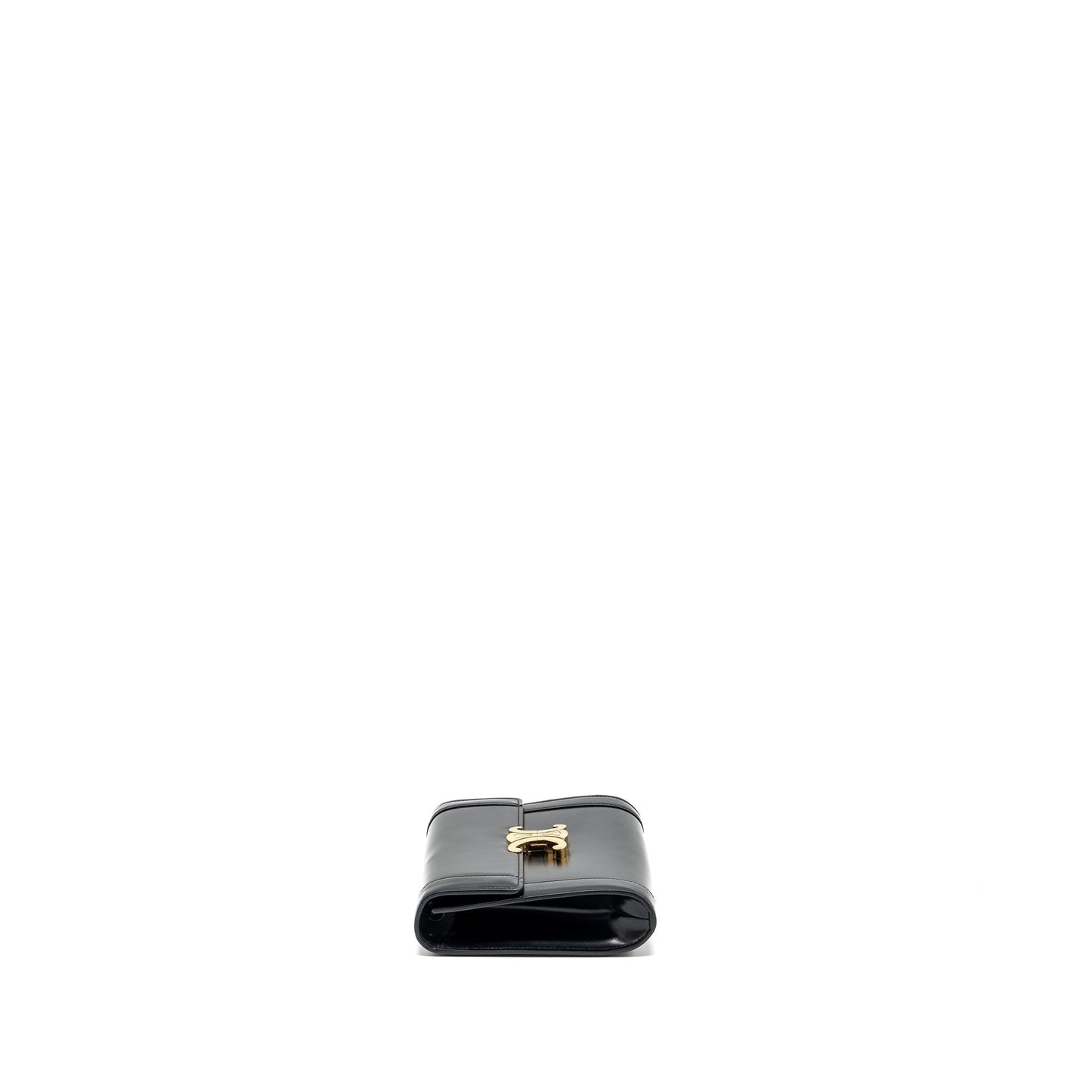 Celine triomphe flap wallet with strap calfskin black