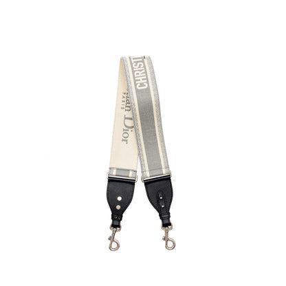 Dior Wide Shoulder Strap Canvas Embroidered Grey Rovelle Bags