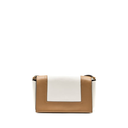 Celine Frame Purse Calfskin White/Brown