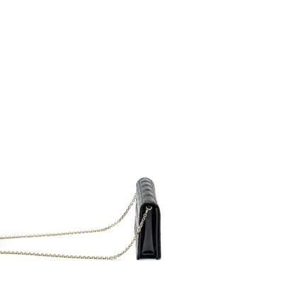 Dior Lady Dior Pouch Wallet on Chain Patent Black Rovelle Bags