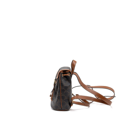 Celine Mini Backpack Folco Triomphe Canvas Calfskin Tan